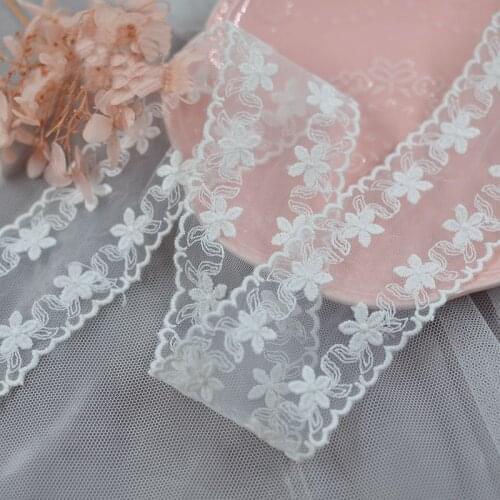 19Yards White Cotton Thread Embroidery Mesh Lace ribbon Fabric Trim Trimming DIY Clothing Wedding Decoration Sewing Accessorie