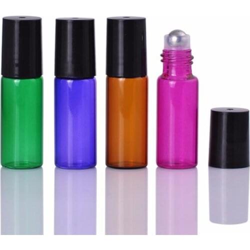 5ml 1/6oz Thick Glass Roll On Bottles Essential Oil Empty Perfume Bottles with Roller Ball LX3926