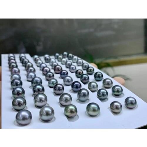 5 pair/lot 9-10mm Size Real Natural Black Tahiti Loose Pearls Round Shape for DIY Making Pendant Ring Earrings Necklace Bracelet