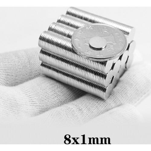 50~1000PCS 8x1 mm Powerful Strong Magnetic Magnet 8mmx1mm Permanent Neodymium Magnet disc 8x1mm Fridge Small Round Magnet 8*1 mm