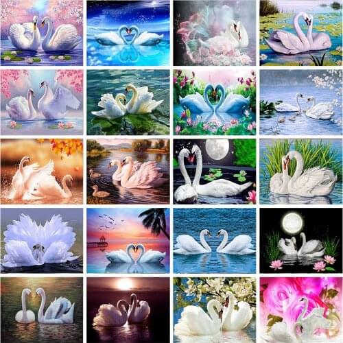 DIY 5D Diamond Painting Swan Animal Full Round Mosaic Cross Stitch Kit Diamond Embroidery Picture Rhinestone Wall Home Decor