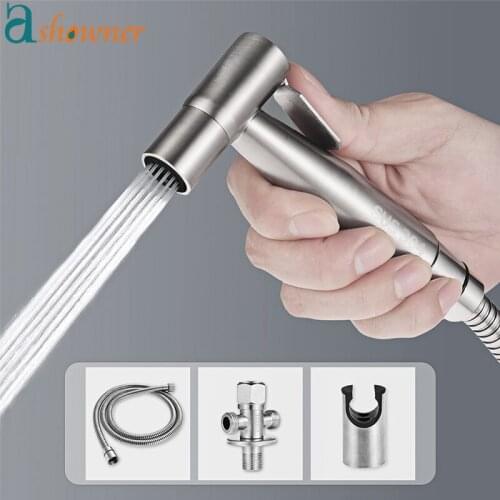 Stainless Steel Toilet Bidet Sprayer Bathroom Shower Head Shower Head Self Cleaning 1.5m Hose Wall Mounted Holder Easy Install