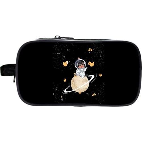 Quackity Pencil Case Double-layer Pen Case Office Student Pencil Bag Cute Large-capacity School Supplies Pen Box Stationery Bags