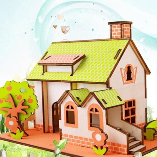 Kids Children Mini Cabin House Sky Wheel Model 3D Jigsaw Puzzle Game DIY Toy Home Tabletop Ornaments Handmade Gift