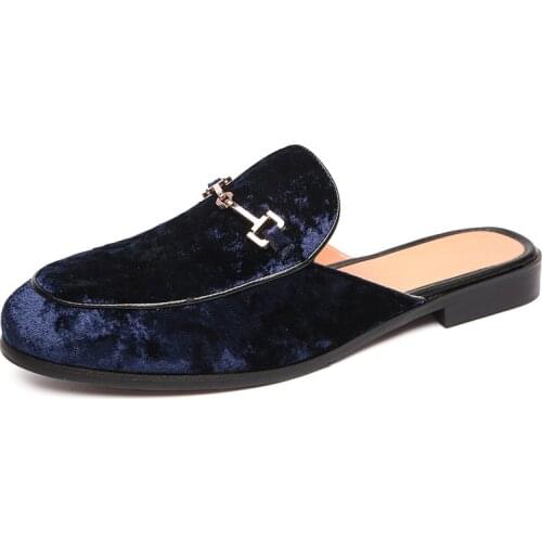 Designer Mens Shoes Casual Half Shoes for Men Fashion Coiffeur Italian Brand Mule Masculino Men Half Shoes Velvet Big Size 44