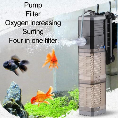 Aquarium Pump Filter 220-240V Triple Multifunction Filter Aerator Submersible Pump Wave Maker Water Circulation Air Pump