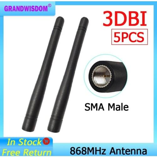 5pcs 868MHz 915MHz Antenna 3dbi SMA Male Connector GSM 915 MHz 868 MHz antena antenne waterproof +21cm RP-SMA/u.FL Pigtail Cable
