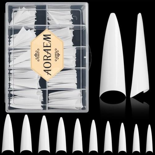 AORAEM 200pcs Stiletto Square False Nails All For Manicure Nail Art Fake Nail Tips Finger Beauty Artificial Nails Extension Tool