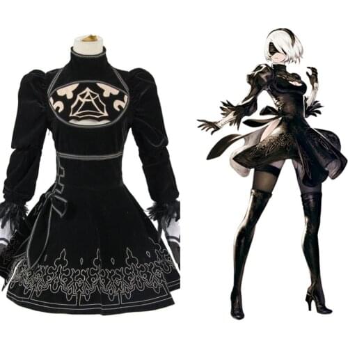 New NieR:Automata 2B Cosplay Cosutme Uniform Dress Anime Halloween Cosplay Costume For Women Custom Made