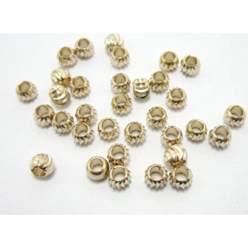 Brass beads Round metal beads 4.8x3.8mm Brass spacer beads sliders brass findings -50pcs R14211