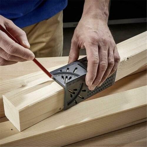 Smooth Wood Working Ruler 3D Mitre Angle Measuring Gauge Square Size 45 Degree and 90 Degree Marking Accurate Measure Multi Tool