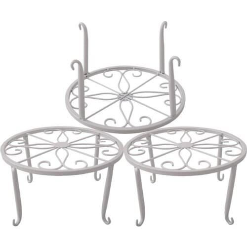 Metal Plant Stand Floor Flower Pot Rack Iron Art Plant Stands Pot Holder,3 Pieces in One Package (White)