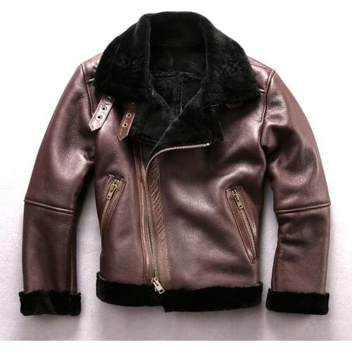 2020 New Men Fur Pilot Jacket B3 Flight Jackets Cold Winter Shearling Wool Liner Sheepskin Bomber Coat Winer Russia Coats