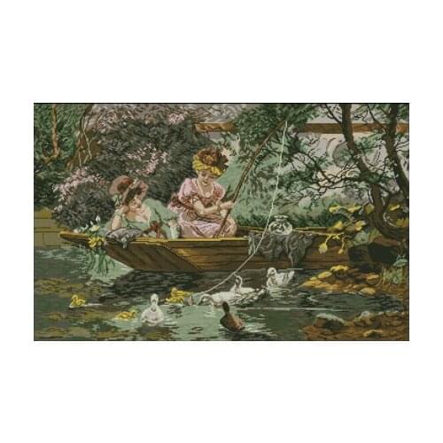 Fishing Arts people Needlework Embroidery DIY Cross Stitch Kits Counted Crafts 14CT Unprinted Home Decor Handmade
