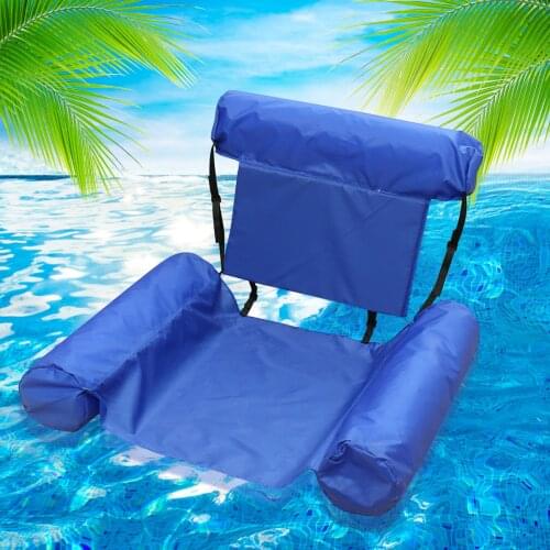 PVC Inflatable Foldable Floating Row Backrest Mattresses Bed Beach Swimming Pool Water Sports Lounger Float Chair Hammock Mat