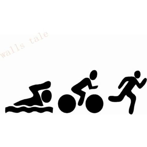 Triathlon Decal Sticker Swim Bike Run Ironman Car stickers , Black White 20*6CM