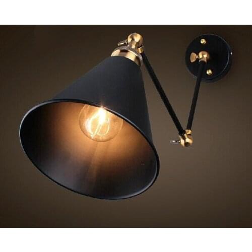 Retro Two Swing Arm Wall Lamp For Bedroom Bedside Adjustable Wall Mount Swing Arm Lamp with gold steering head