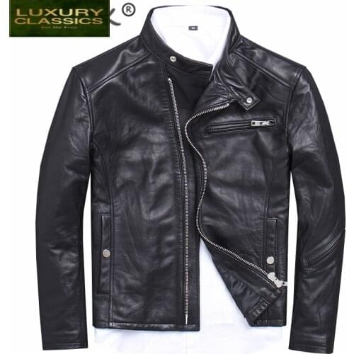Genuine Leather Jacket 100% Men Fashion Streetwear Real Sheepskin Coat Winter Cloth 2021 Motorcycle Leather Jackets 1808