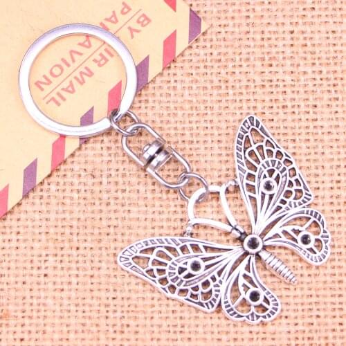 20pcs New Fashion Keychain 48*38 mm hollow butterfly Pendants DIY Men Jewelry Car Key Chain Ring Holder Souvenir For Gift