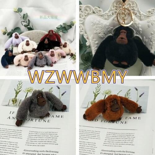 Popular Cute Faux Rex Fur Monkey Plush Toy Key Ring Chain Animal Pendant Woman Bag Charms Pompom Car Keychain Party Trinket Gi