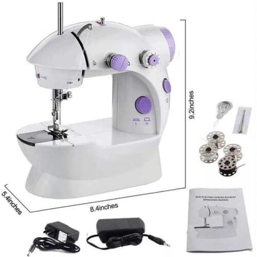 Mini Portable Sewing Machine Household Night Light Foot Pedal Straight Line Hand Table Two Thread Kit Electric
