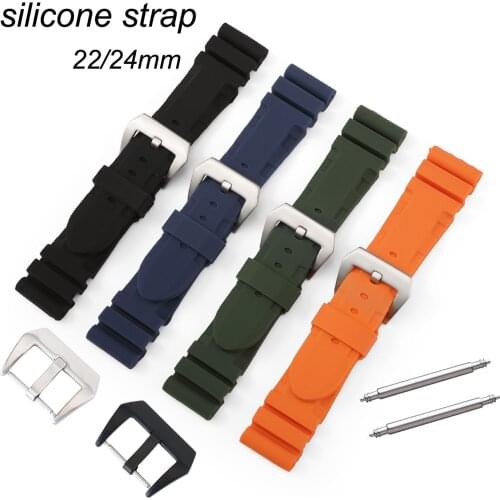 Watchband 22mm 24mm Silicone Rubber Watch Strap Bands Waterproof Watches Belt Wristband Black/Green/Blue/Yellow