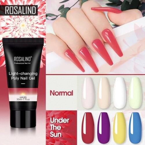 ROSALIND 30ml Light-Changing Poly Nail Gel Extension 4 Nail Colors Quick Varnishes Builder Extension All For Nail Art Design