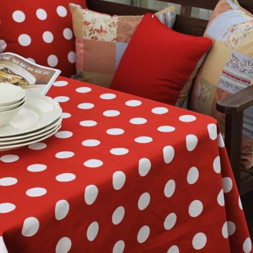 Table Cloth Rectangular Cotton Red with Whit Circle Table Covers Xmas New Year Decor American Rural Tablecloths for Dining Room