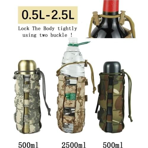 0.5L-2.5L Tactical Molle Water Bottle Pouch Oxford Military Canteen Cover Holster Outdoor Travel Kettle Bag With Molle System