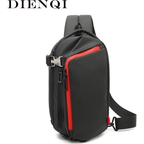 DIENQI Anti-theft Thin Men Bag ipad Holster Bag Shoulder Slung Male Chest Bag Business Waterproof Cross Body Small Bag Belt Man