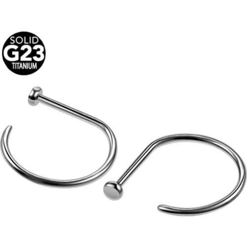 1Pc G23 Titanium Nose Ring & Studs D Shape Nose Piercing Fake Nose Ring Fashion Body Women Girl Jewelry