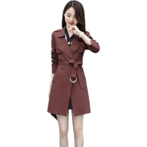 Women Trench Coat 2021Female Spring Autumn Windbreaker Ladies Plus Size Coat Lady Mid-length trench Coat Lining Windbreaker 4XL