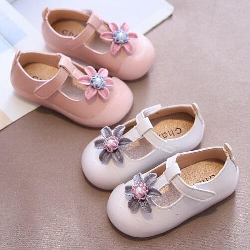 Baby Girls Shoes Spring Summer Kids Leather Shoes For Wedding Party Toddlers Kids Infants Princess Shoes Sweet Floral T-strap