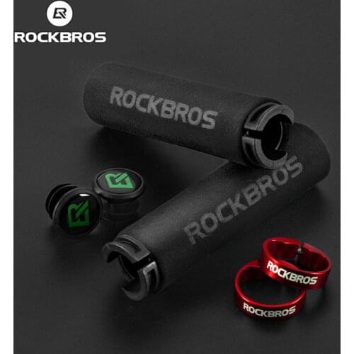 ROCKBROS Cycling Grips MTB Bicycle Handlebar Anti-skid Shock-absorbing Soft Bike Grip Silicone Sponge Handlebar Accessories