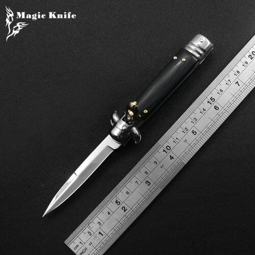 Magic B053 Mini Outdoor OTF Hunting Automatic AKC Survival Knife 440 Mirror Blade Color Wood Handle Kitchen Dinner Cutter