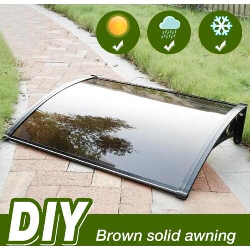High Quality Rainproof Window Door Awning Brown Transparent PC Board Rain Canopy Silent Anti UV Sun Shelter Shade Awning HWC