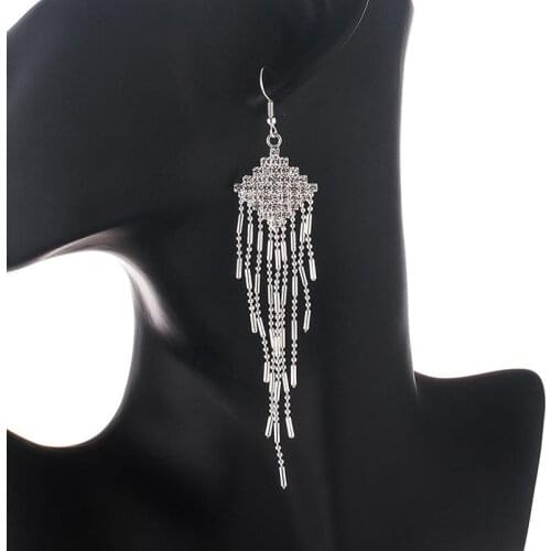 YFJEWE New Elegant Multilaye rhinestone chainTassel Drop Earrings for Women Crystal Pendientes party wedding Jewelry E690