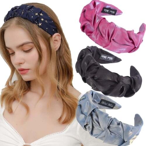 Haimeikang Mesh Wide Bezel Hair Bands Women Hair Hoop Solid Color Golden Star Headband Hairbands Sweet Fashion Hair Accessories