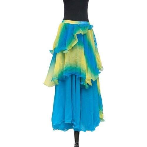 Women Belly Dance Wear Ruffles Long Maxi Skirts Belly Dance costume 3 Layers Belly dancing Skirt belly dance practice clothing