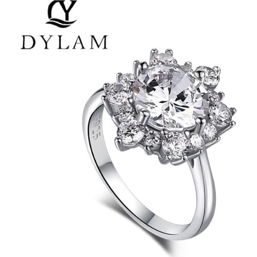DYLAM Girlfriend Gift 925 Sterling Silver Cubic Zirconia Ring Letter LOVE Rings Women Girl Fashion Jewelry Simple Fashion Popula