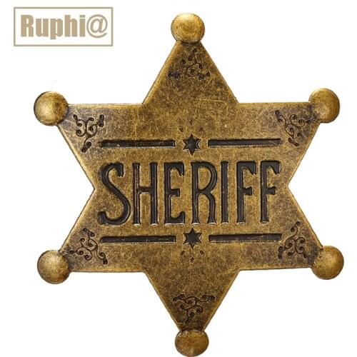 Wholesale Vintage SHERIFF hexagon star pin brooch Honor Governor Police Badge Anniversary stamping Medal