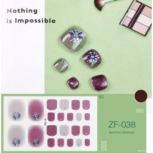 1sheet Japanese Style Summer Glitter Rhinestones/Sequin Decor 3D Toenail Art Stickers Waterproof Adhesive Toe Nail Tips Manicure