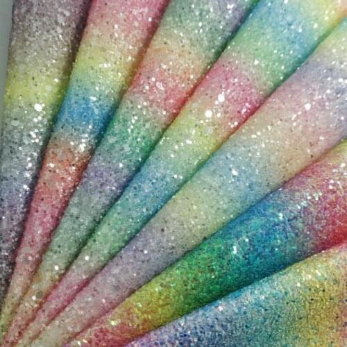 1PC 21X29CM Synthetic Letaher, Cuero Sintetico Rainbow CHUNKY GLITTER LEATHER For Making Bows Accessories GM3202A