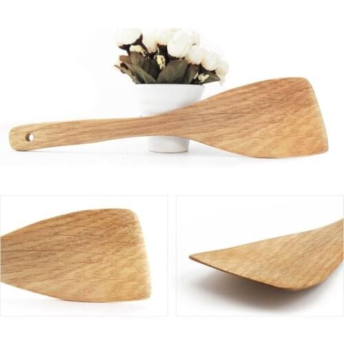 2 Pcs High Quality Natural Wooden Spatula Scraper Utensil Non-stick Cookware Shovel Kitchen Cooking Tool