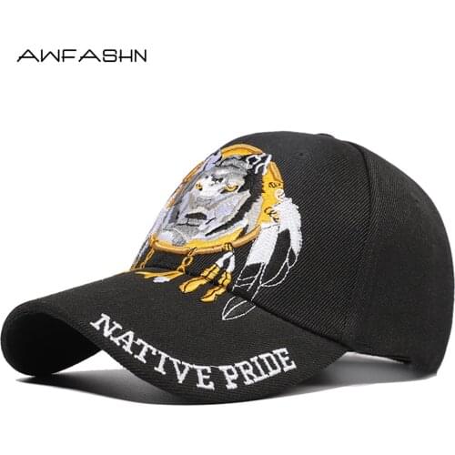2021 Baseball Cap Mens Cap Wolf Head Embroidery Summer Outdoor Sports Womens Cap Sunshade Rebound Cap Dad Hat Retro Adjustable