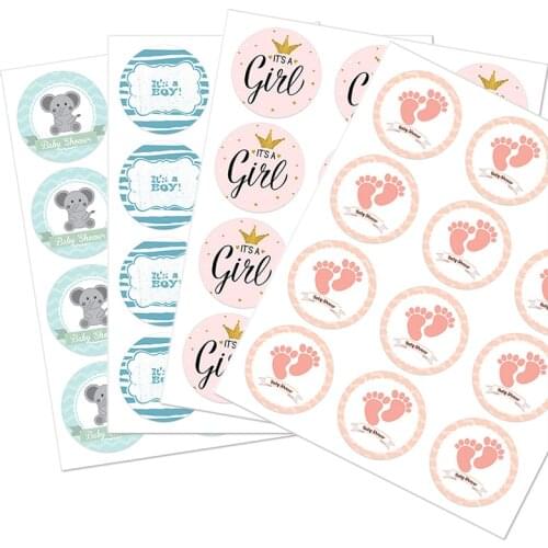 4.5cm Lovely Baby Shower Stickers Gender Reveal Party Gift Labels Sticker DIY Crafts Kids Gift Birthday/Baby Shower Decorations