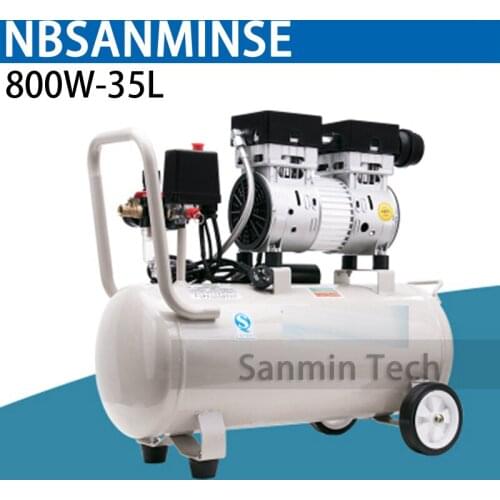 800W - 35L Mini Air Compressor Oilless High Pressure Mute Design Wood Working Home Application AC220V High Quality Sanmin