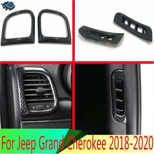 For Jeep Grand Cherokee 2018 2019 Car Styling Accessories Carbon Fiber Style Air Vent Outlet Cover Dashboard Trim Bezel Frame