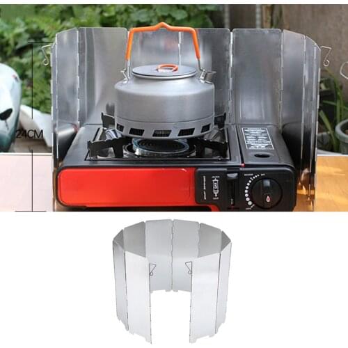 10X Aluminum Outdoor Folding BBQ Kitchen Stove Windshield Camping Gas Burners Wind Screen Outdoor Cooking Accs