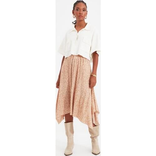 Camel Asymmetrical Knitted Skirt Women Long Skirt Casual Office Wear Summer Spring Wear 2021 Street Fashion Stretchy Casual